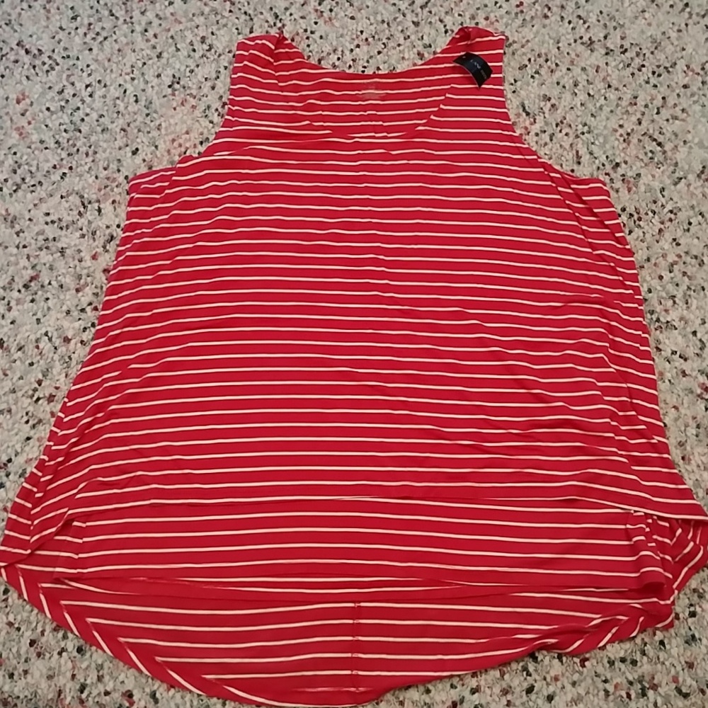 Lane Bryant Red Striped Layered Look Tank-18-20